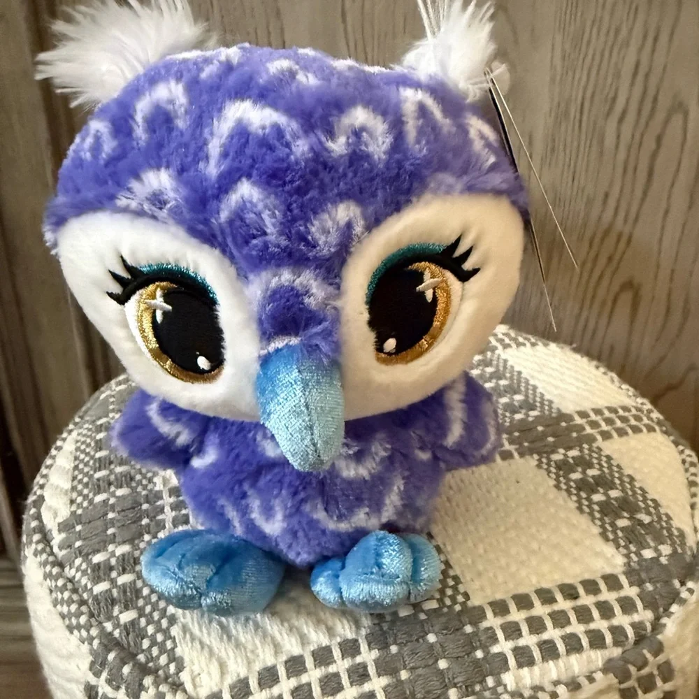 Plush Owl Toy - Blue and White